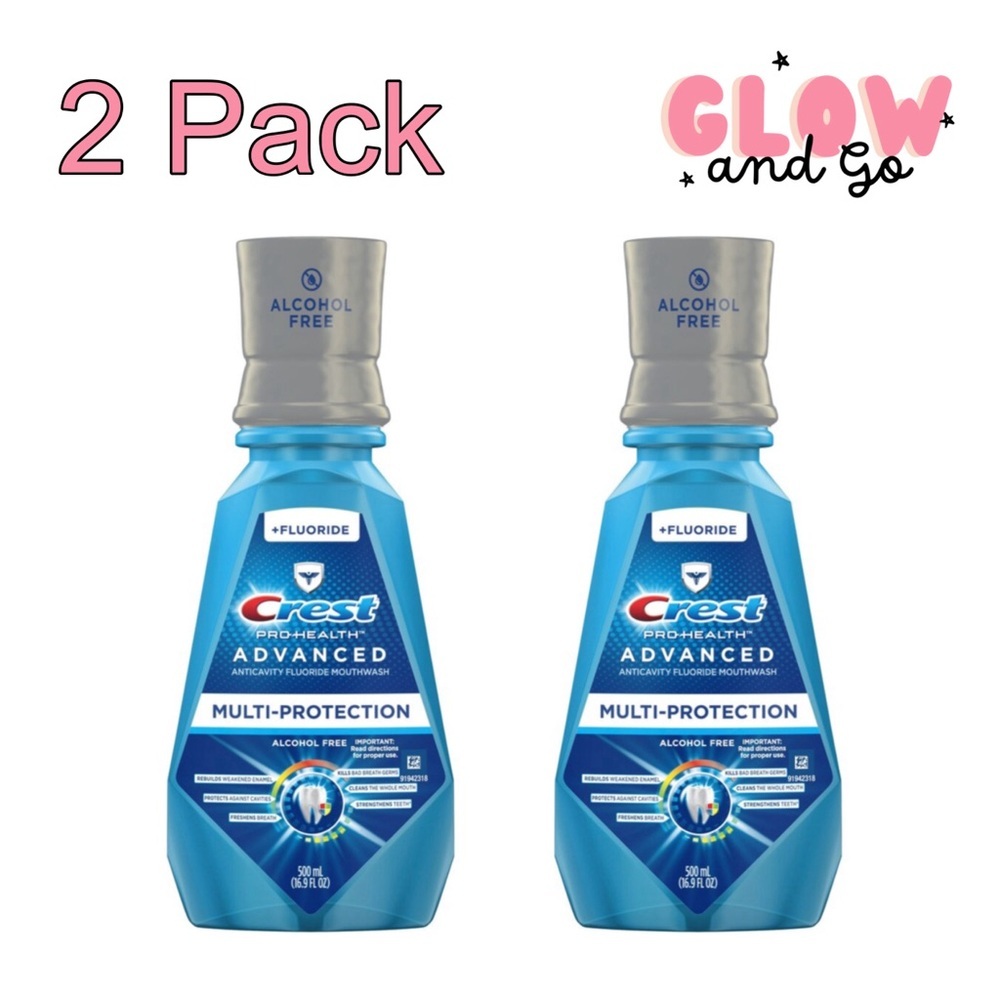 (2 Pack) Crest Pro Health Advanced Mouthwash, Alcohol Free, Mint, 16.9 fl oz